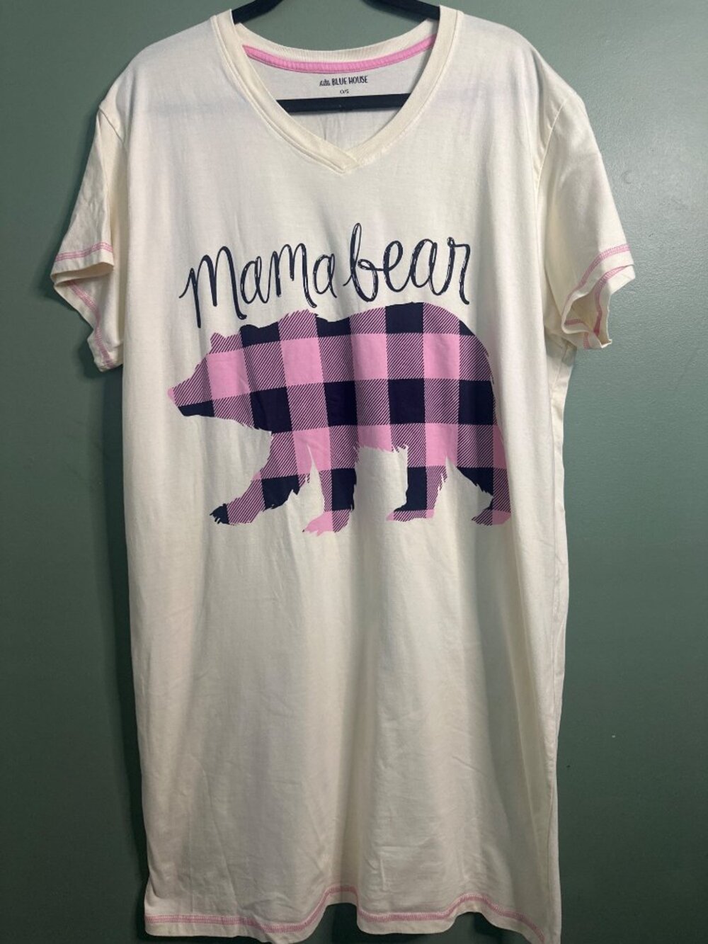 Little Blue House Mama Bear Nightgown Women's One Size 100% Cotton Sleep Shirt